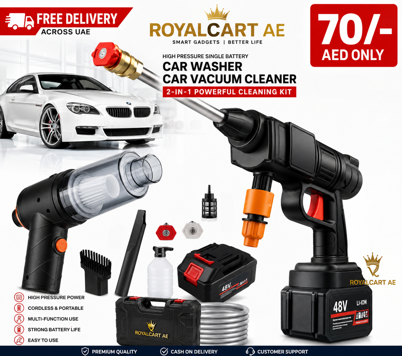 Powerful Washing & Vacuum Cleaning in One Portable Machine