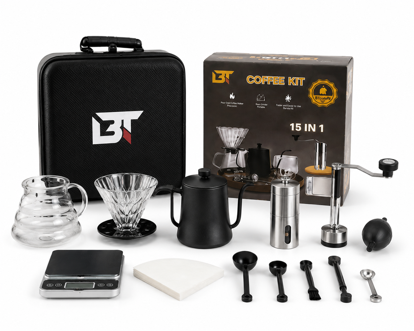 15-in-1 Portable Coffee Brewing Kit | Premium Travel Coffee Set