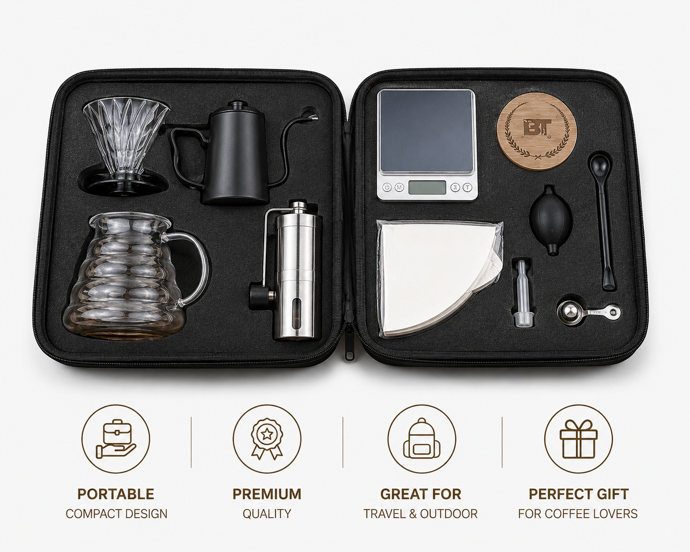 15-in-1 Portable Coffee Brewing Kit | Premium Travel Coffee Set