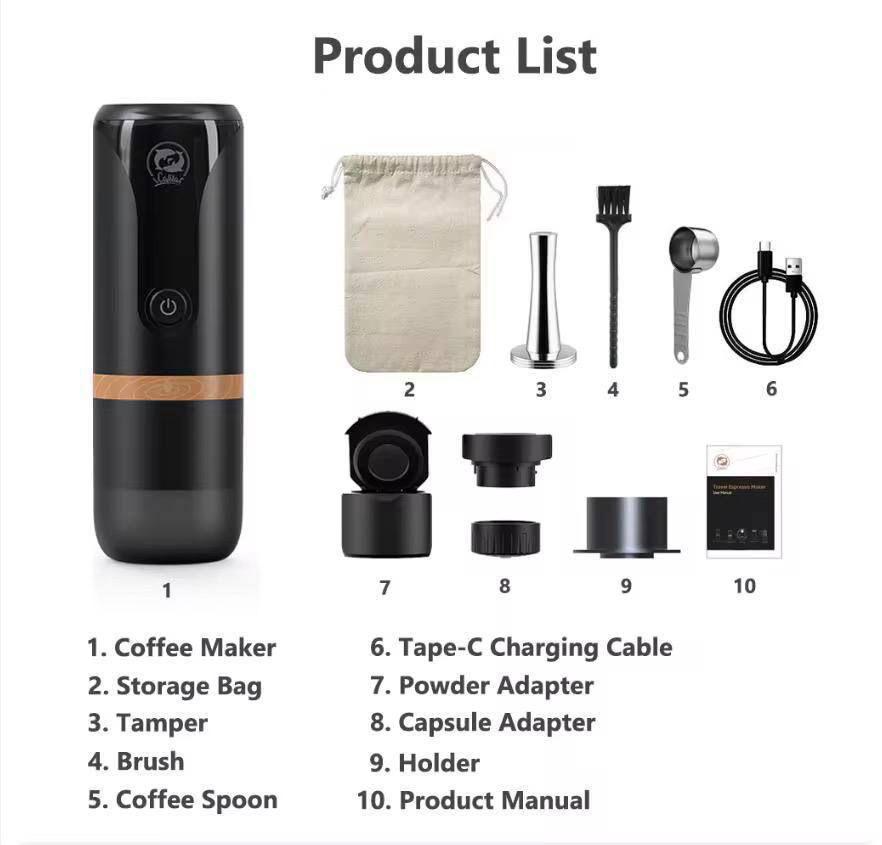 Portable Electric Espresso Coffee Maker – Rechargeable Travel Coffee Machine